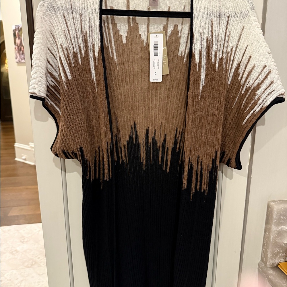 Chico's Black, Brown, and Cream Ombre Cardigan